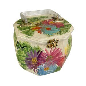Vintage Vicki Jean Hand-Painted Octagonal Purse from 1970s Classic